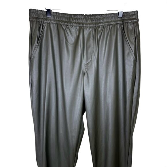 Dear John NWT Jacey Dark Olive Green Faux Vegan Leather Pull On Jogger Pants - Picture 5 of 9